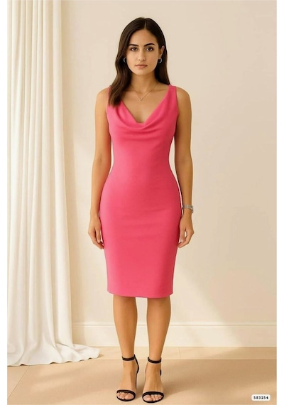 Bezos Degaje Elbise Abiye Yaka Askılı Renk: Saks Beden: Xl Bty