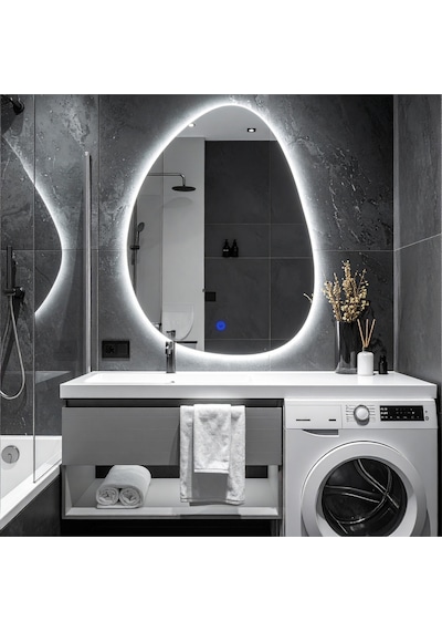 Luno Beyaz Led'li Lavabo & Banyo Aynası Dokunmatik Sensörlü 65 X 90 Cm