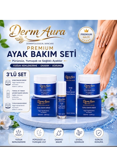 Premium Ayak Bakım Seti Ayak Ve Topuk Bakım Kremi + Topuk Bakım Kremi + Tırnak Ve Tırnak Çevresi Bakım Serumu