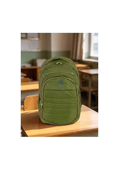 Çok Bölmeli Günlük Sırt Çantası Kız Erkek Okul Çantası Su Geçirmez Büyük Boy Haki Haki