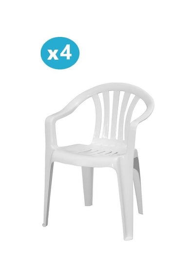Omnipazar Mt-gf101 Carrera Plastik Bahçe Balkon Koltuk Sandalye 4'lü Set Beyaz
