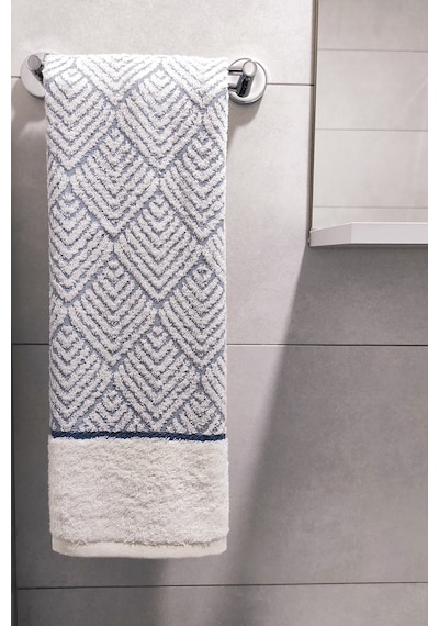 Geometrik Desenli Zemini Renkli Bambu El Havlusu - 50x90 Cm - İndigo Indigo