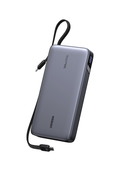 Ugreen Nexode 25.000 Mah 165w Akıllı Ekranlı, Dahili Usb-c Kablolu, Hızlı Şarj Powerbank, 55995b Gri - Siyah