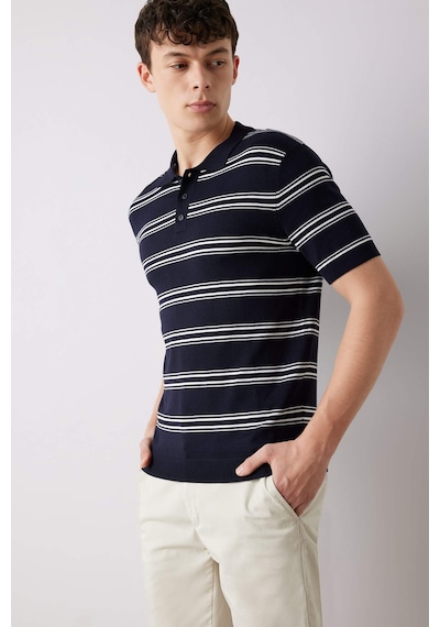 DeFacto Regular Fit Polo Yaka Çizgili Kısa Kollu Yumuşak Tuşeli Triko Tişört E2665AX25SPNV64 DeFacto Regular Fit Polo Yaka Çizgili Kısa Kollu Yumuşak Tuşeli Triko Tişört E2665AX25SPNV64