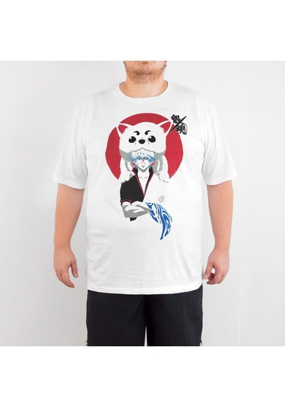 Bant Giyim - Gintama 4xl Büyük Beden Beyaz Erkek Tişört Siyah