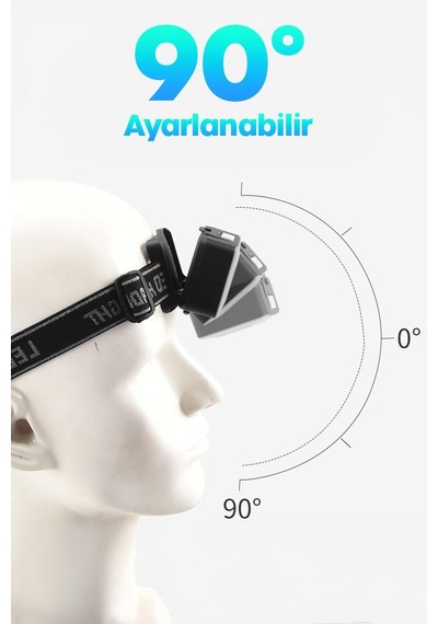 3 Modlu Pilli Kafa Lambası Kampçı Tamirci Balıkçı Outdoor Kafa Feneri Işığı Dörtgen K4108 Çok Renkli
