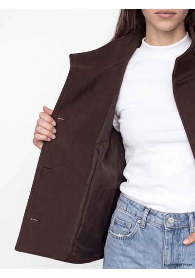 Lcw Modest Kahverengi Dik Yaka Oversize Kadın Kaşe Mont