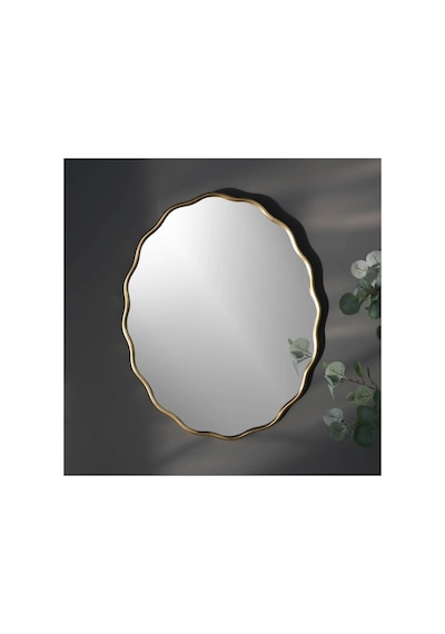 Tr Dalgalı Oval Duvar Dekor Aynasıkonsol Aynası/dekor Aynası Gold 60 X 90 Diğer
