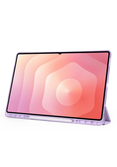 Samsung Galaxy Tab S11 Ultra Uyumlu Kılıf Tri Folding Kalem Bölmeli Katlanabilir Standlı Pu Yumuşak Kapak Kapaklı Kılıf