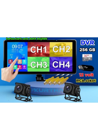 Dvr Dokunmatik Ekran Video Müzik 2 Ad Ahd 180 Derece Kamera Seti