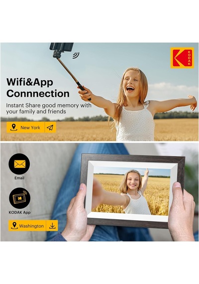Kodak 10.1 Inc Wifi Dijital Resim Çerçevesi 1280x800 Ips Dokunmatik Ekran