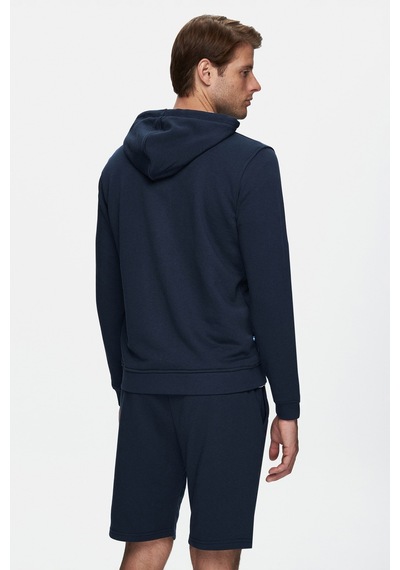 Ucla Hılgard Koyu Lacivert Kapüşonlu Ve Fermuarlı Baskılı Standard Fit Erkek Sweatshirt Koyu Lacivert