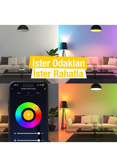 Günsan Akıllı Wifi Led Ampul Rgb Çok Renkli Tuya Ve Smart Life Uy