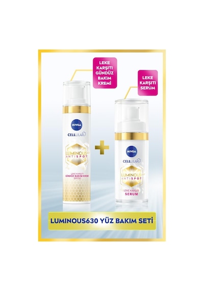 Nivea Luminous630 Leke Karşıtı Gündüz Yüz Kremi 40 ML + Luminous630 Leke Karşıtı Serum 30 ML Nivea Luminous630 Leke Karşıtı Gündüz Yüz Kremi 40 ML + Luminous630 Leke Karşıtı Serum 30 ML