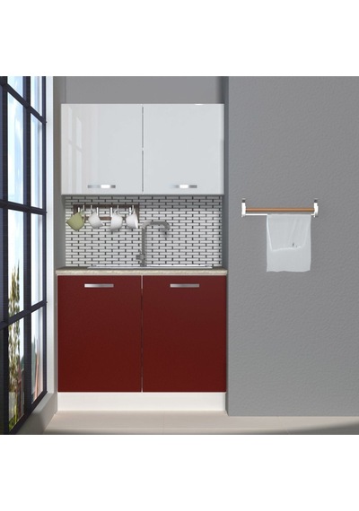 Decoraktiv Mini 100 Mdf Hazır Mutfak Dolabı - Tezgah Dahil - Bordo Beyaz Beyaz - Kırmızı Decoraktiv Mini 100 Mdf Hazır Mutfak Dolabı - Tezgah Dahil - Bordo Beyaz Beyaz - Kırmızı