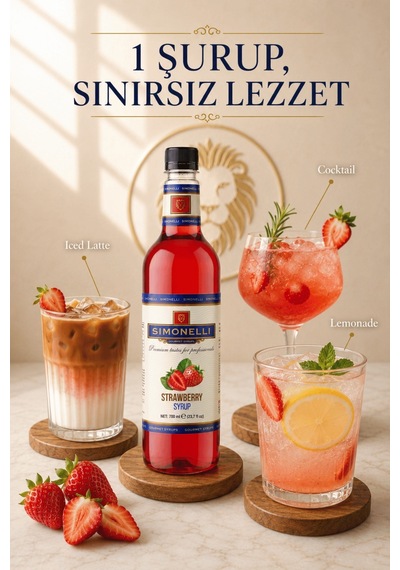 Simonelli Çi̇lek Kahve Şurubu 700 ML + Pompa