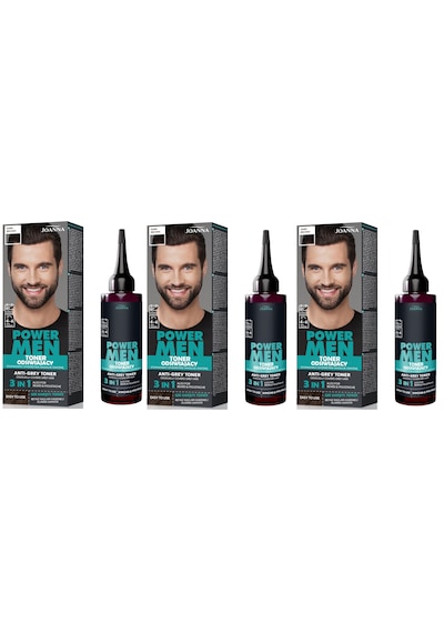 Power Men Anti-grey Toner 3ü1arada Saç Sakal Bıyık 02 Koyu Kahverengi 3 Adet