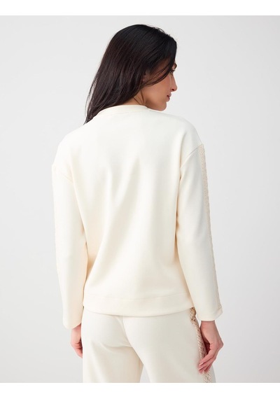 Jimmy Key Jimmy Key Ekru Rahat Kesim Bisiklet Yaka Örme Modal Sweatshirt 6sw235632114