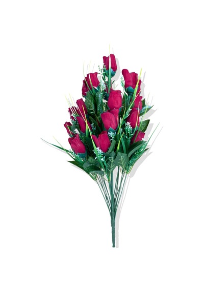 Cihan Çiçekçilik Yapay Kadife 25 Adet Kırmızı Gül Demeti 55 Cm Beyaz- Yeşil