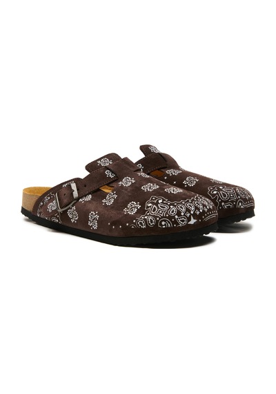 Comfortfusse Folk Capri - Erkek Ortopedik Deri Sabo Terlik Kahverengi Süet Deri