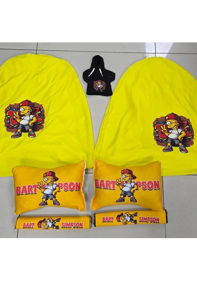 Sarı Simpson Süper Set Dörtlü Servis Kılıfı + İkili Yastık Ve Kemer Kılıfı +vites Poları 64132430