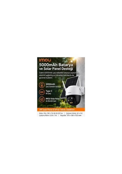Imou Kıt Ipc-b7c-3m0weh/fsp12-typec 3 Mp Dış Ortam Bataryalı 4g Kamera Ve Solar Panel Kiti Cell Pt 2c Kit Imou Kıt Ipc-b7c-3m0weh/fsp12-typec 3 Mp Dış Ortam Bataryalı 4g Kamera Ve Solar Panel Kiti Cell Pt 2c Kit