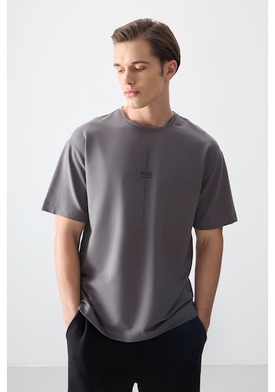 Air Jones Tommy Life Koyu Gri Pamuklu Kalın Yumuşak Dokulu Oversize Fit Baskılı Erkek T-shirt - 88373 Koyu Gri Air Jones Tommy Life Koyu Gri Pamuklu Kalın Yumuşak Dokulu Oversize Fit Baskılı Erkek T-shirt - 88373 Koyu Gri