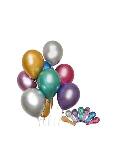 Metalik Parlak Krom Balon. 5 Adet - Çok Renkli