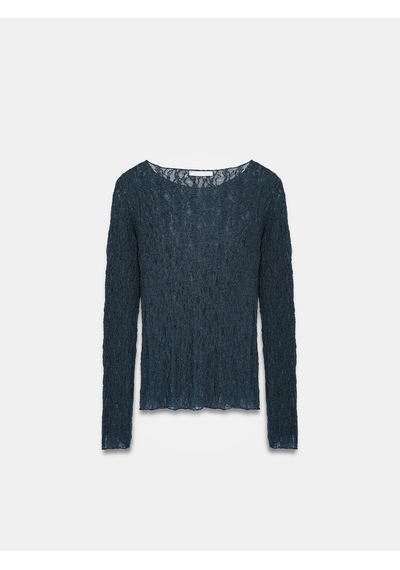 Dilvin 32764 Kayık Yaka Dantel Top-indigo İndigo