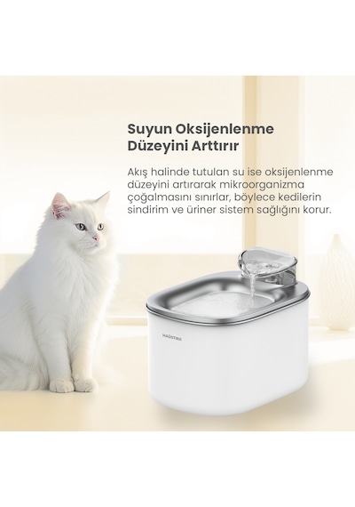Haustier Wf007l Beyaz , Çelik Üst Tabla , 3.5lt Geniş Bpa İçermez Hazne, Otomatik Kedi Su Sebili,kedi Su Çeşmesi, Su Pınarı