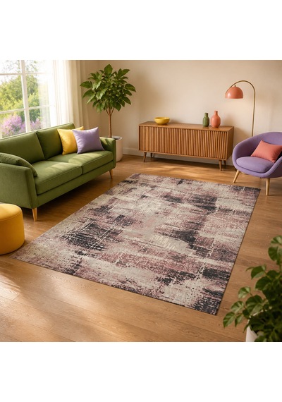 Kartela Halı Lora Halı Kaymaz Taban Makinede Yıkanabilir Halı Gül Kurusu - 80 X 120 Cm
