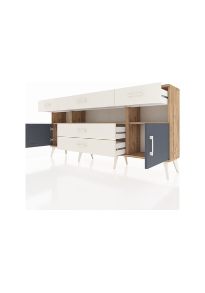 Arges Konsol 3 Raflı 5 Çekmeceli 2 Kapaklı 176x30x83 Çam-antrasit/aytaşı Antrasit/aytaşı Arges Konsol 3 Raflı 5 Çekmeceli 2 Kapaklı 176x30x83 Çam-antrasit/aytaşı Antrasit/aytaşı