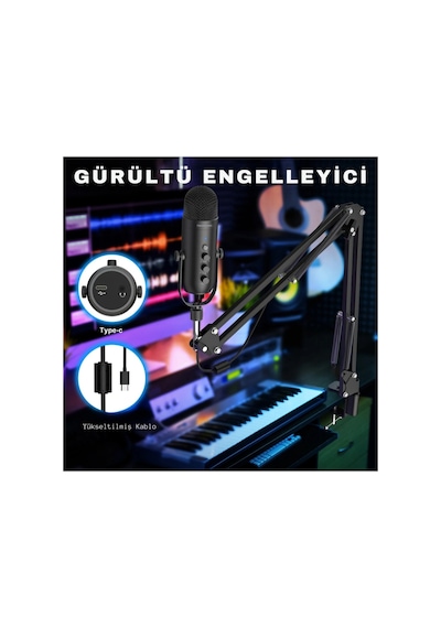 Profesyonel Youtuber Oyun Mikrofon Set Çok Amaçlı Kondenser Mikrofon Takçalıştır Podcast Yayın Kayıt