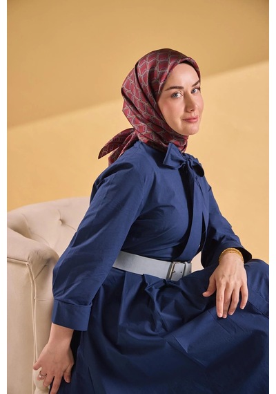 Silk Home Twill İpek Eşarp - 11521-06 Bordo Siyah