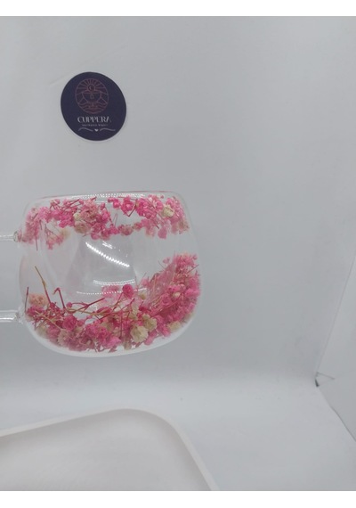 Isıya Dayanıklı Çift Cidarlı Kurutulmuş Canlı Çiçekli Kupa 150 Ml Çok Renkli