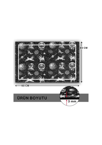 Tasarımlı Dekoratif Kapı Önü Paspas, Dış Mekan/ev İçi/banyo/mutfak/yatak Odası/giriş Paspasları Black Space Çok Renkli