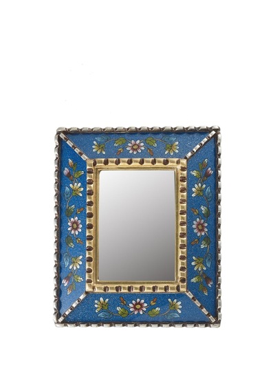 Pasabahce Mini Çiçekli Mavi Duvar Aynası 35x25 Cm 25x35 Cm - 1 Adet