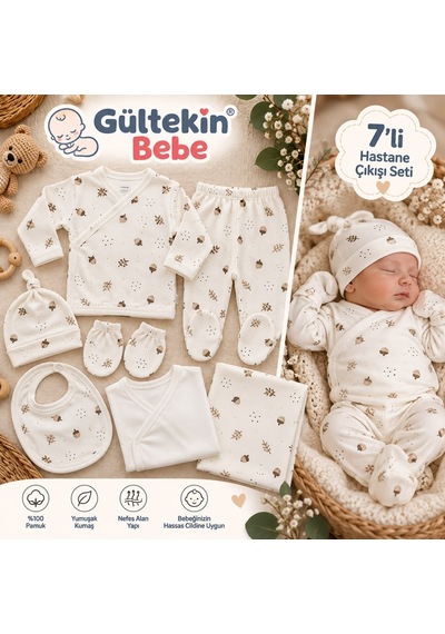 Babymed Fındık Desenli 7 Li Hastane Çıkışı -ba166306 - Beyaz