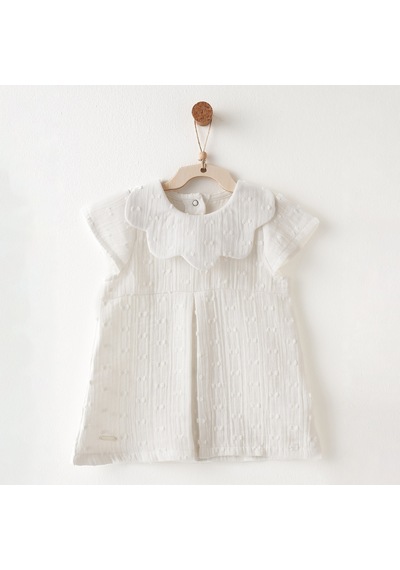 Andywawa Ac26644 Baby Chic Kız Bebek Elbise Ekru Ekru