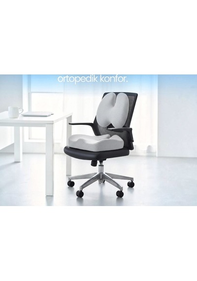 Yeni Nesil Visco Ortopedik Ergonomik Ofis, Araç, Ev Çalışma Sandalye Minder 2 Li Set Sırt Mideri Ve Oturma Minderi Gri