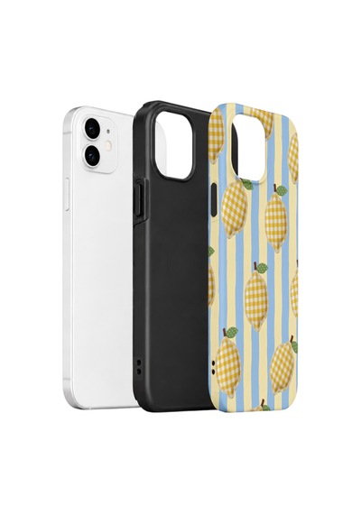 Apple iPhone Uyumlu 11 Vorian Çift Katmanlı Kılıf Gingham Lemon Grove