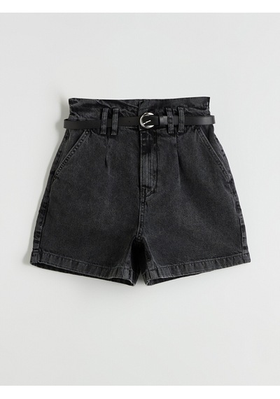 Lcw Jeans Gri Beli Kemerli Kadın Jean Şort