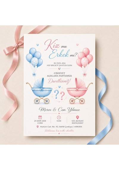 1000 Adet Ekonomik Baby Shower Davetiyesi Ve Zarf 028