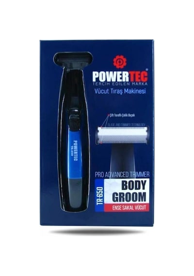 Powertec TR-650 (TAHRİŞ KARŞITI) Şarjlı Epilasyon Öncesi Hassas Vücut Tıraş Makinesi Çift Bıçak 2 Yıl Garanti