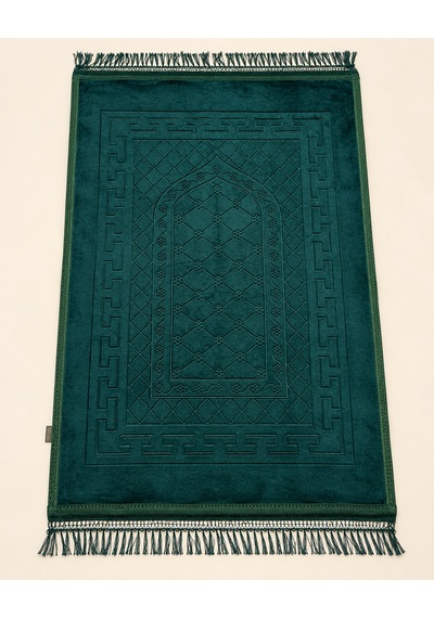 Peluş Seccade Yumuşak Dokulu Büyük Boy Namaz Seccadesi 130x80 Cm Yeşil
