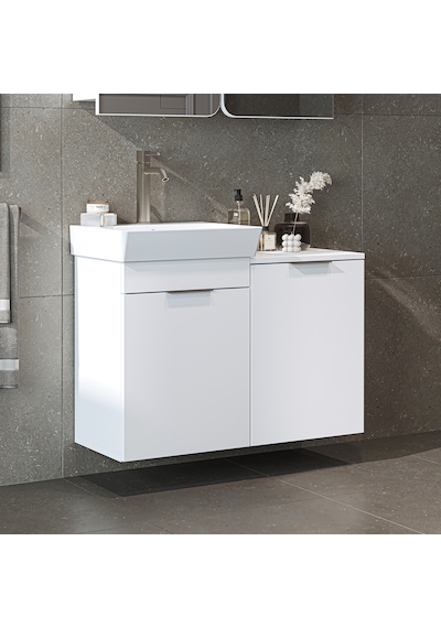 Dubai Kapaklı Ve Sepetli 92.2 Cm Mdflam Banyo Dolabı, Lavabolu Banyo Alt Dolabı Beyaz Dubai Kapaklı Ve Sepetli 92.2 Cm Mdflam Banyo Dolabı, Lavabolu Banyo Alt Dolabı Beyaz