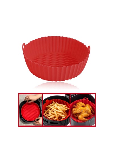 Silicolife Airfryer Silikon Pişirme Kabı – Tüm Hava Fritözleriyle Uyumlu Kırmızı