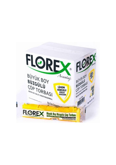 Florex Limon Kokulu Büzgülü Büyük Boy Çöp Poşeti 130 Gr 1 Koli (250 Adet)