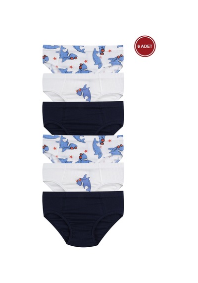 Koza İç Giyim Erkek Çocuk Pamuklu Fitilli 6'lı Desenli Slip 3051.06 Siyah