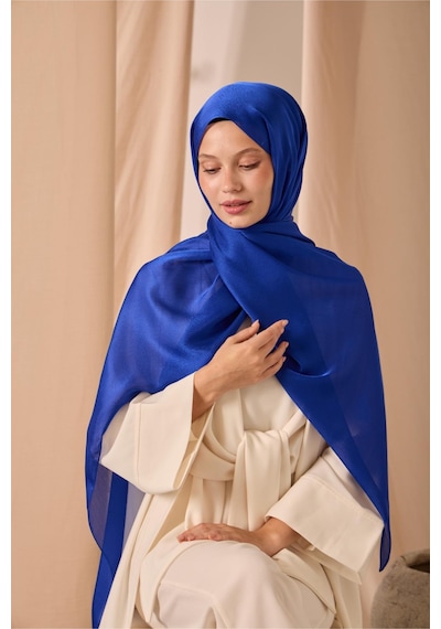 Silk Home Janjan Şal Tek Taraflı Saks Mavi Kendinden Çizgi Dokulu Parlak Yüzeyli 75x190 Çok Renkli